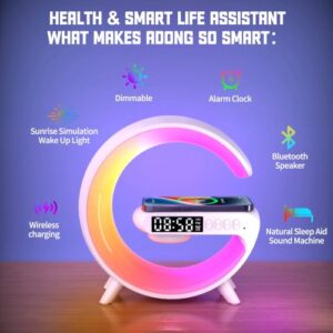 G63 New Wireless Light Up Speaker G Shape LED Wireless Table Speaker Color Changing Alarm Clock Stand Bedside Light New by Infinity Store