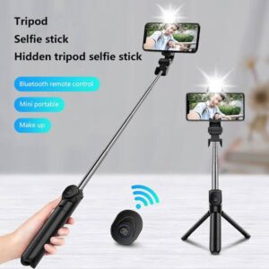 R1S Adjustable 3-in-1 Selfie Stick & Tripod with Bluetooth Remote for Video Shooting
