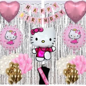 Hello Kitty Theme Birthday Decoration Set with happy Birthday banner & Hello kitty balloons