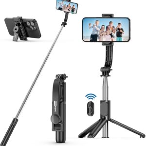 XT-02 3 In 1 Bluetooth Selfie Stick Horizontal and Vertical Shooting Mobile Phone Tripod Remote Control Selfie Stand for Making TikTok, Vlog Videos and Tripod Stand Selfie Stick for for Mobile and All Smart Phones