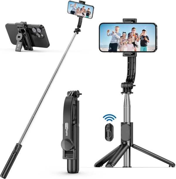 XT-02 3 In 1 Bluetooth Selfie Stick Horizontal and Vertical Shooting Mobile Phone Tripod Remote Control Selfie Stand for Making TikTok, Vlog Videos and Tripod Stand Selfie Stick for for Mobile and All Smart Phones