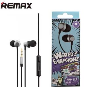 Original Remax RM-512 Wired Earphones – Stylish Metal Design, 3.5mm Jack, Superior Sound Quality