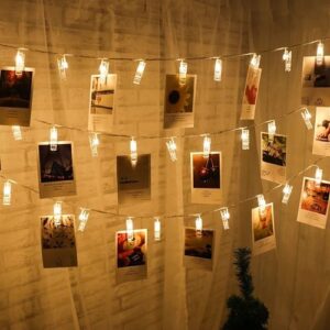 Fairy light clip shape golden color 20 pieces set